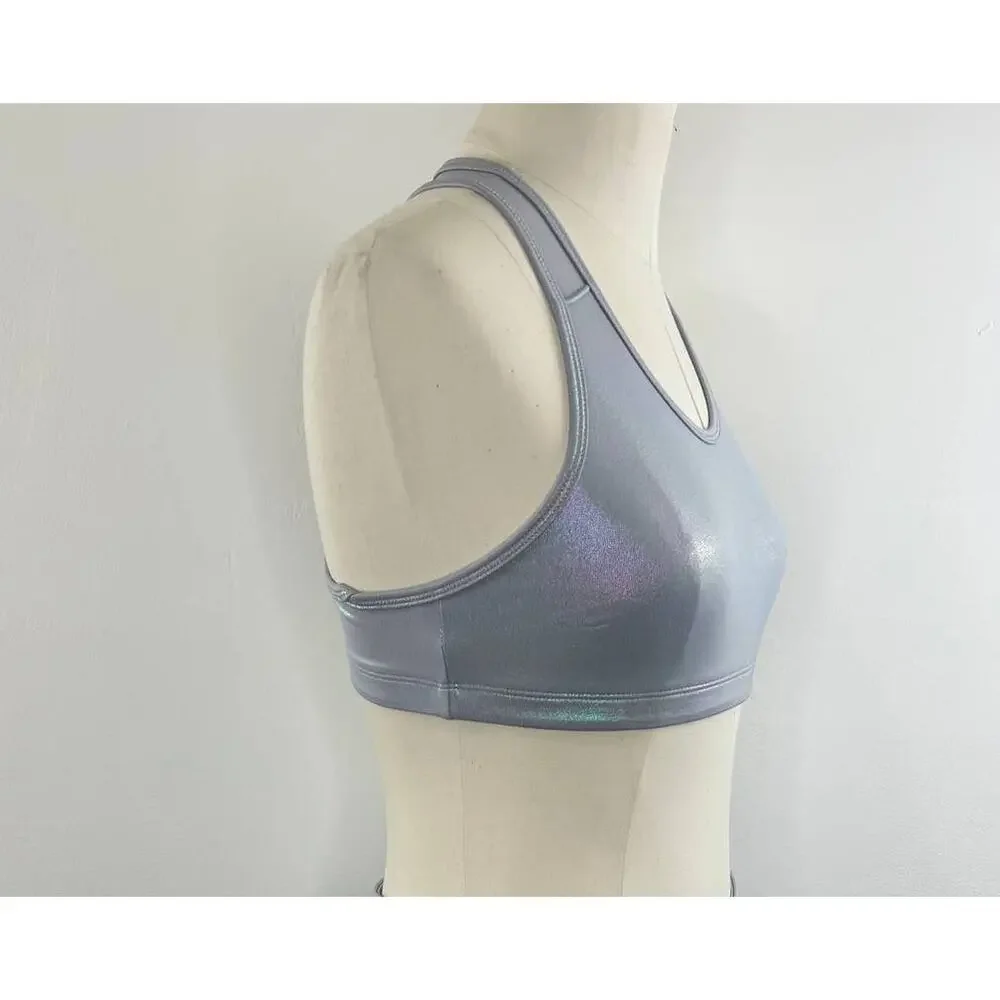 Old Navy Active Iridescent Silver Shine Go Dry Kid's Sports Bra Size XXL/16